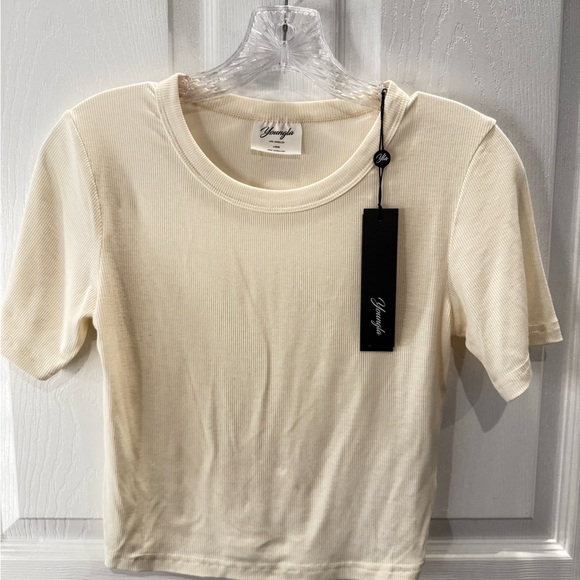 YoungLA Tops - Young LA Cream Ribbed Women's Top